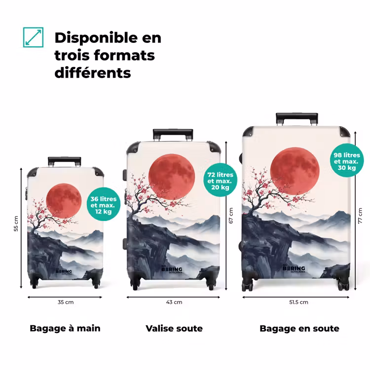 Valise - Fleur de cerisier - Oriental - Rouge — 3