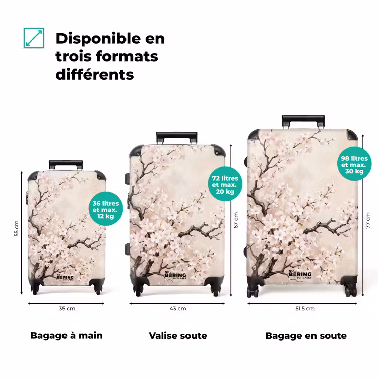 Valise - Fleur - Illustration - Taupe — 1