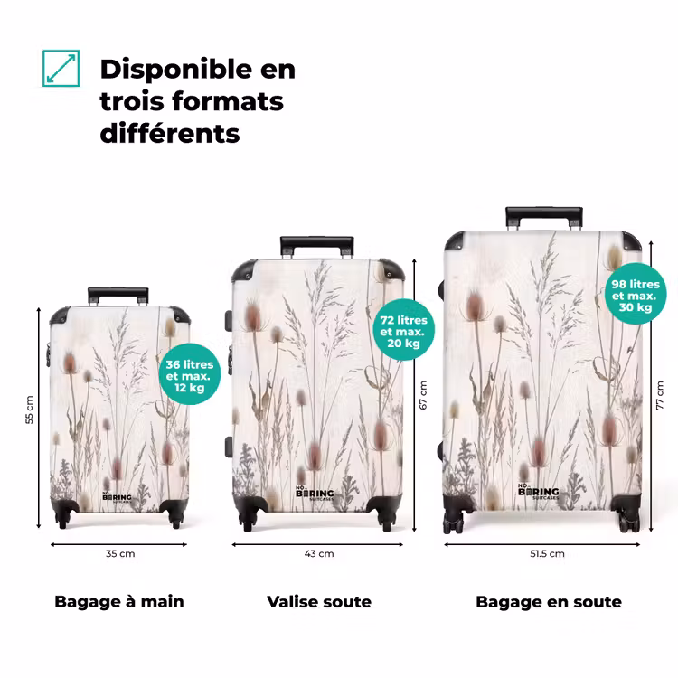 Valise - Fleurs des champs - Design - Sépia — 1