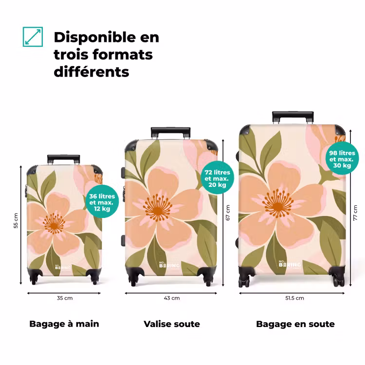 Valise - Graphisme - Fleurs - Rose — 1