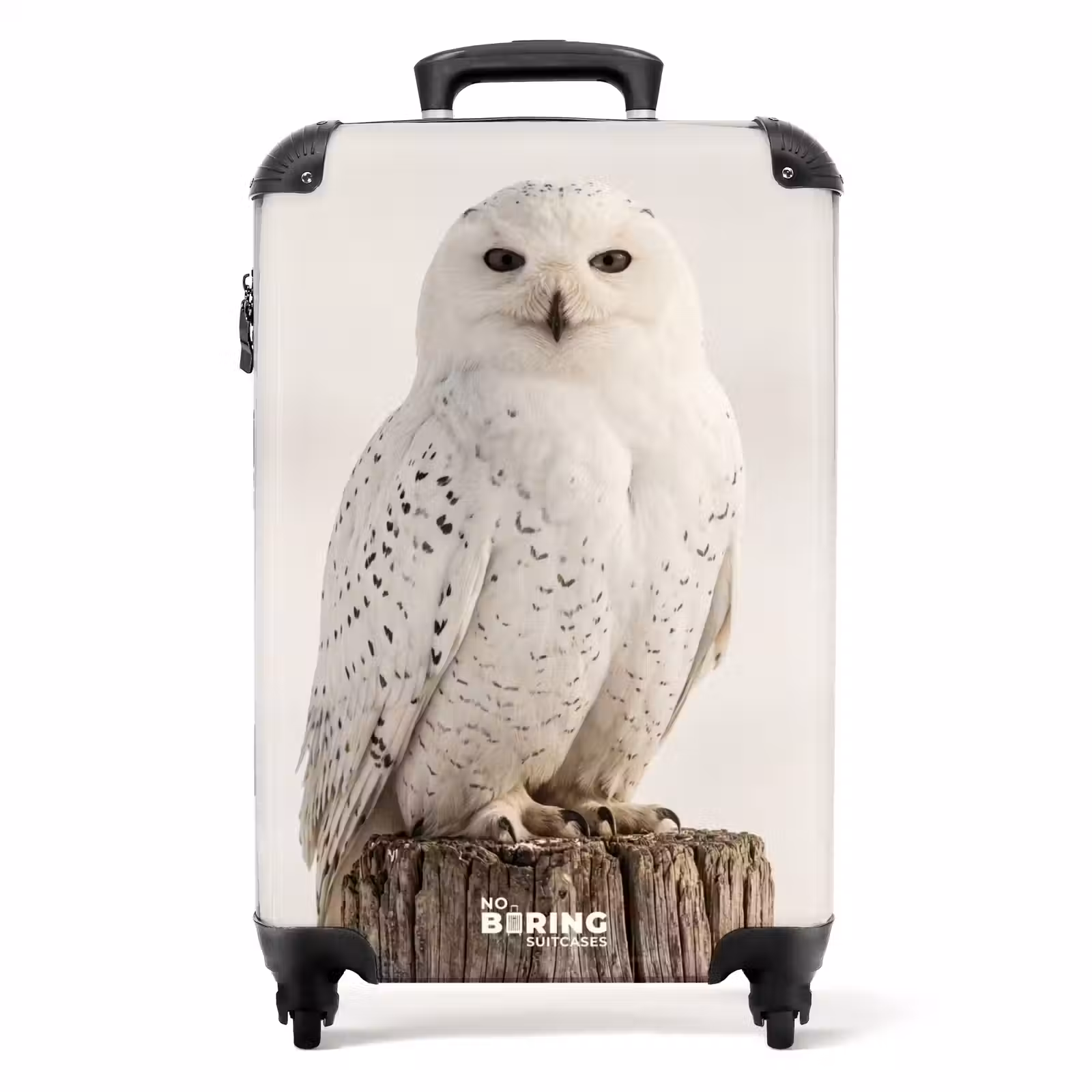 Valise - Chouette des neiges - Poteau - Hiver - Portrait - Majestueux — 1