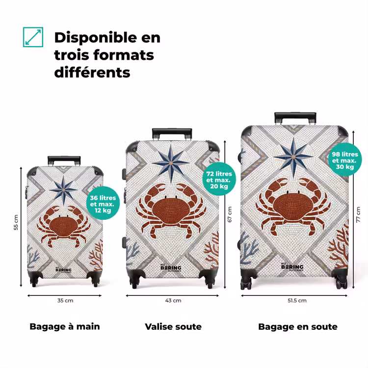 Valise - Animal - Mosaïque - Mer - Classique - Marron — 3