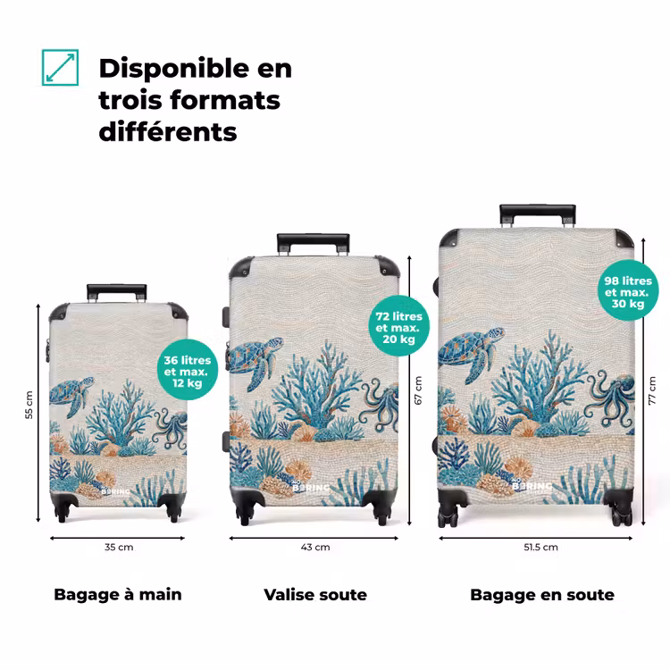 Valise - Animaux - Sous-marin - Nature - Mosaïque - Bleu — 3