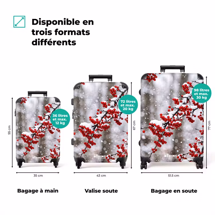 Valise - Baies - Branches - Neige - Hiver - Coloré — 3