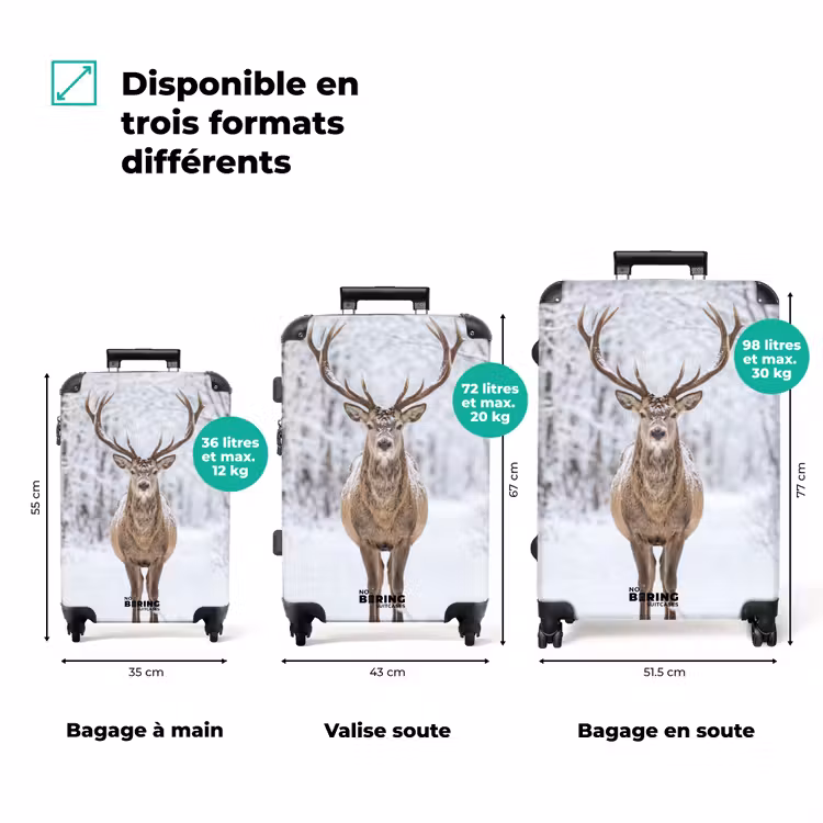 Valise - Cerf - Hiver - Forêt - Nature - Blanc — 3