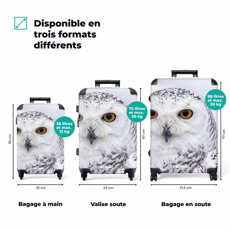 Valise - Chouette des neiges - Œil - Faune sauvage - Blanc — 3