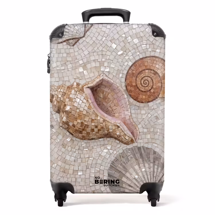 Valise - Coquillage - Mosaïque - Mer - Beige - Moderne — 1