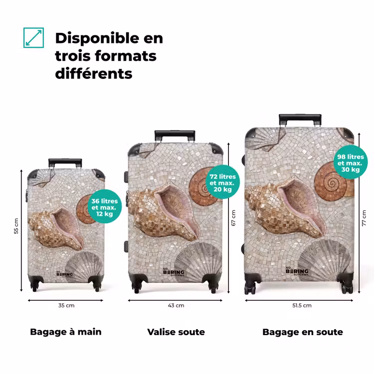 Valise - Coquillage - Mosaïque - Mer - Beige - Moderne — 3