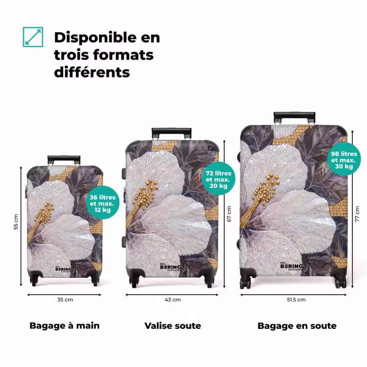 Valise - Fleurs - Mosaïque - Art - Moderne - Or — 3