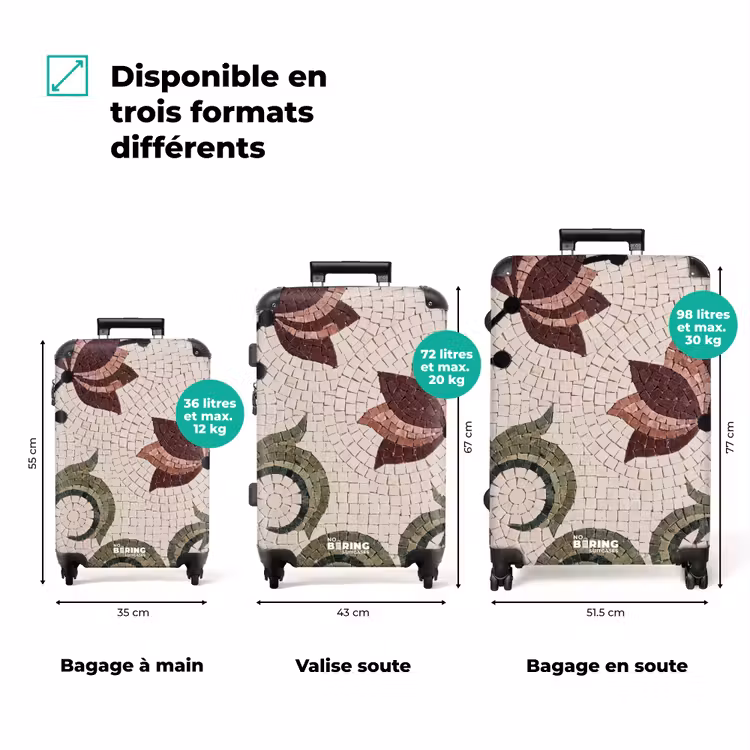 Valise - Fleurs - Mosaïque - Motif - Abstrait - Vert — 3