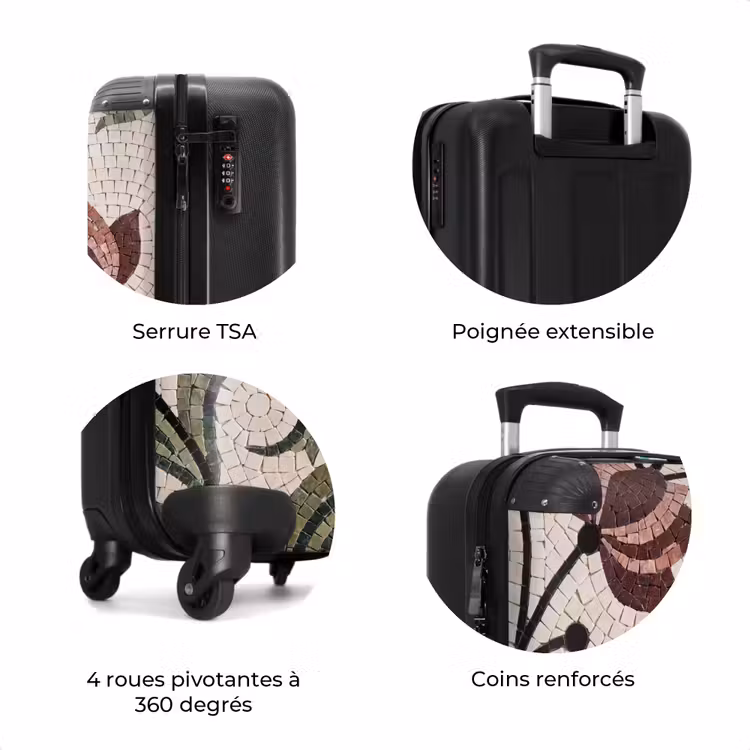 Valise - Fleurs - Mosaïque - Motif - Abstrait - Vert — 8