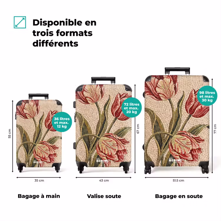 Valise - Fleurs - Mosaïque - Rouge - Vert - Art — 3