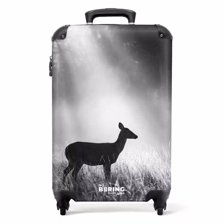 Valise - Cerf - Forêt - Rayons de soleil - Noir et blanc - Nature — 1
