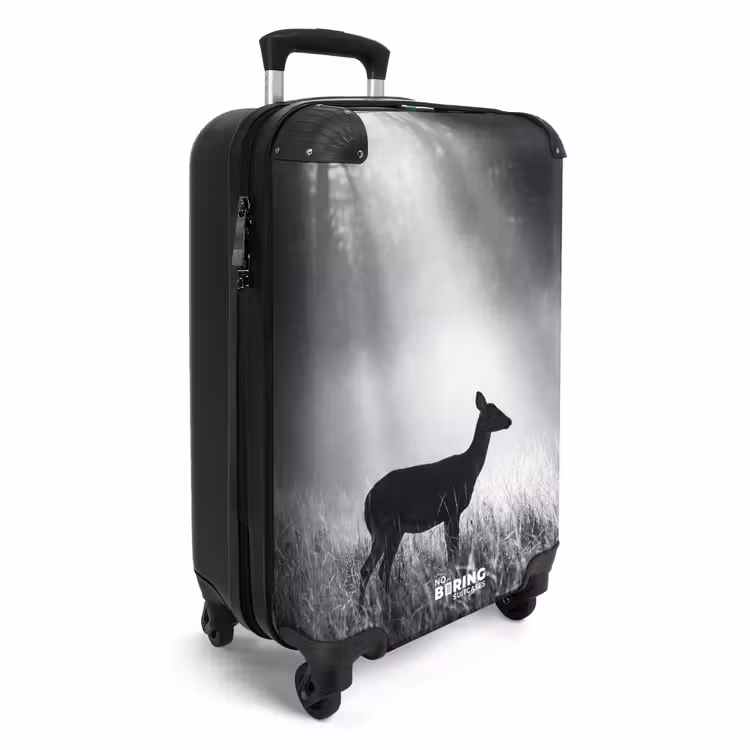 Valise - Cerf - Forêt - Rayons de soleil - Noir et blanc - Nature — 2