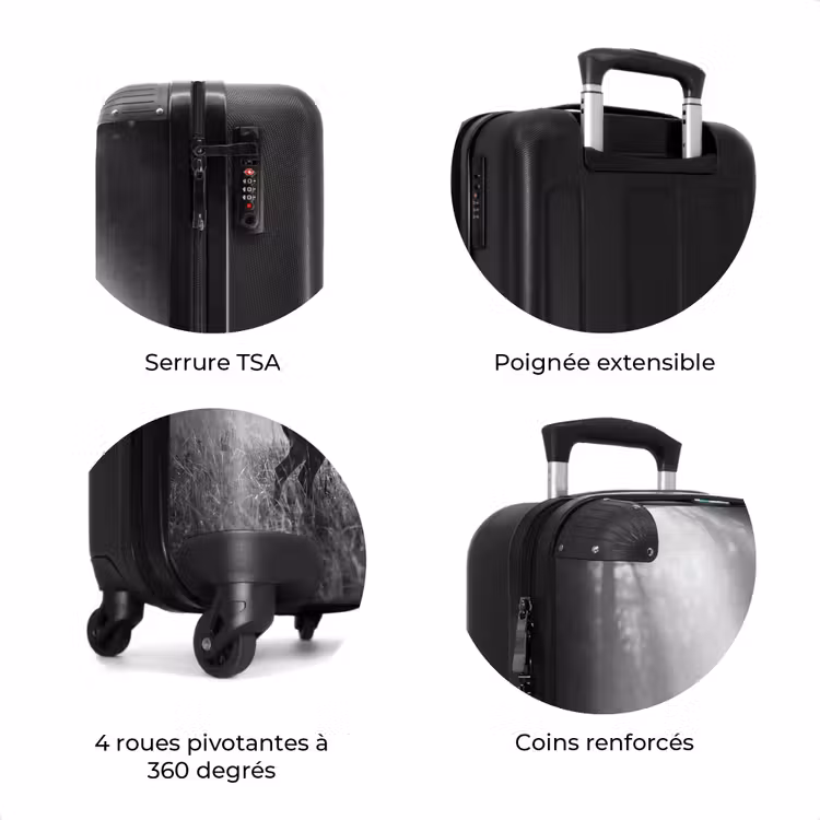 Valise - Cerf - Forêt - Rayons de soleil - Noir et blanc - Nature — 8