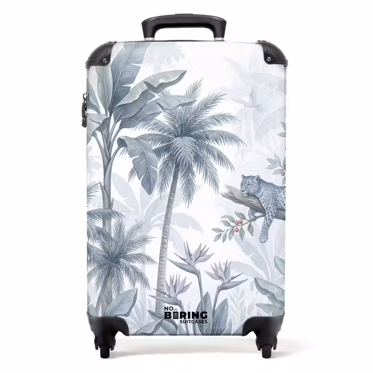 Valise - Chat - Forêt tropicale - Moderne - Gris — 1
