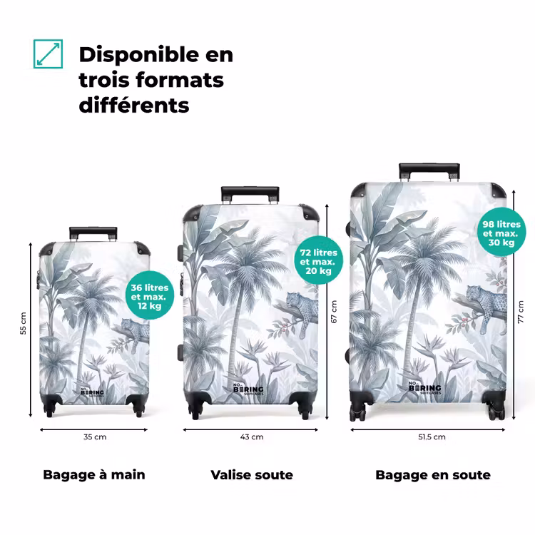 Valise - Chat - Forêt tropicale - Moderne - Gris — 3