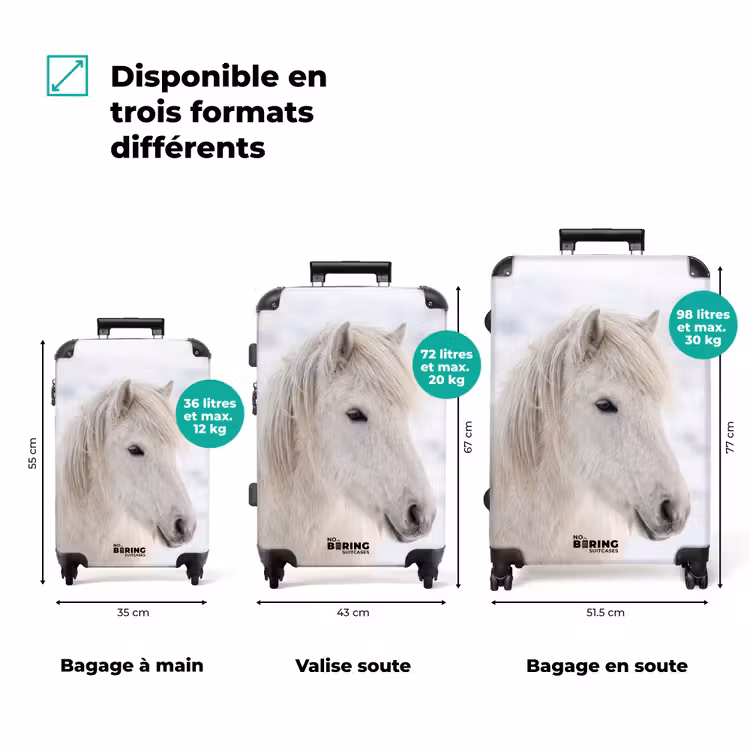 Valise - Cheval - Tête - Hiver - Animaux - Blanc — 3