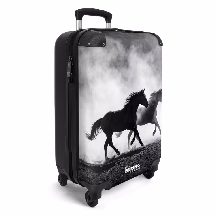 Valise - Cheval - Tissu - Noir et blanc - Animaux — 2