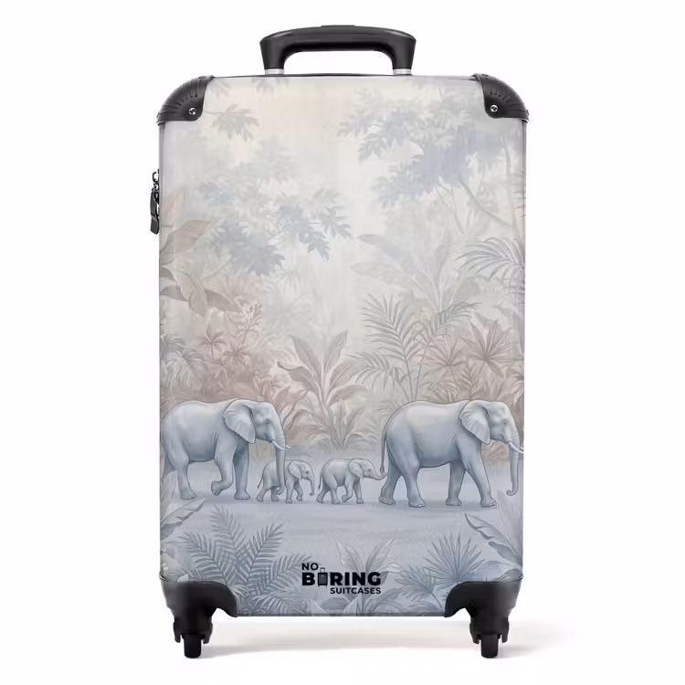Valise - Éléphant - Famille - Jungle - Illustration - Gris — 1