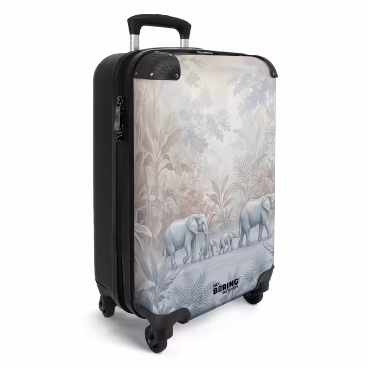 Valise - Éléphant - Famille - Jungle - Illustration - Gris — 2