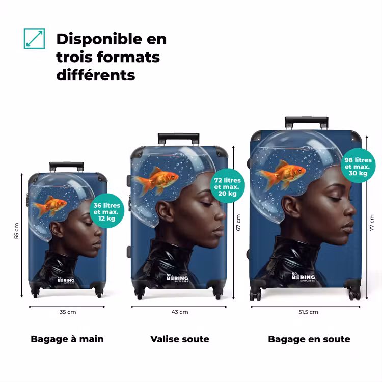 Valise - Femme - Poisson rouge - Tête - Abstrait - Bleu — 1