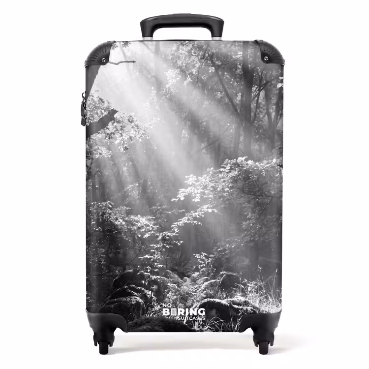 Valise - Forêt - Rayons de lumière - Nature - Noir et blanc — 1
