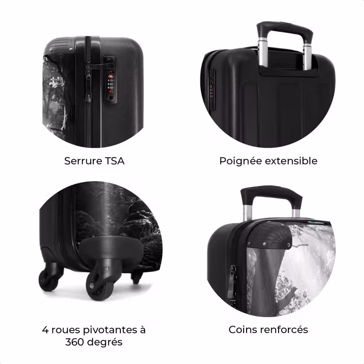 Valise - Forêt - Rayons de lumière - Nature - Noir et blanc — 8