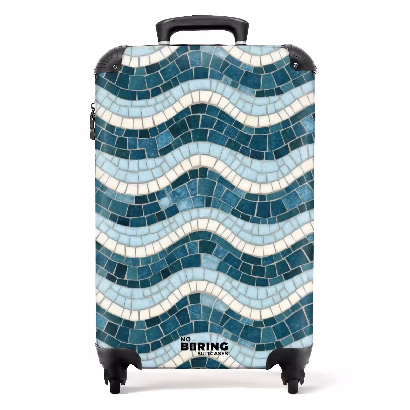 Valise - Bleu - Blanc - Mosaïque - Ondulé — 1