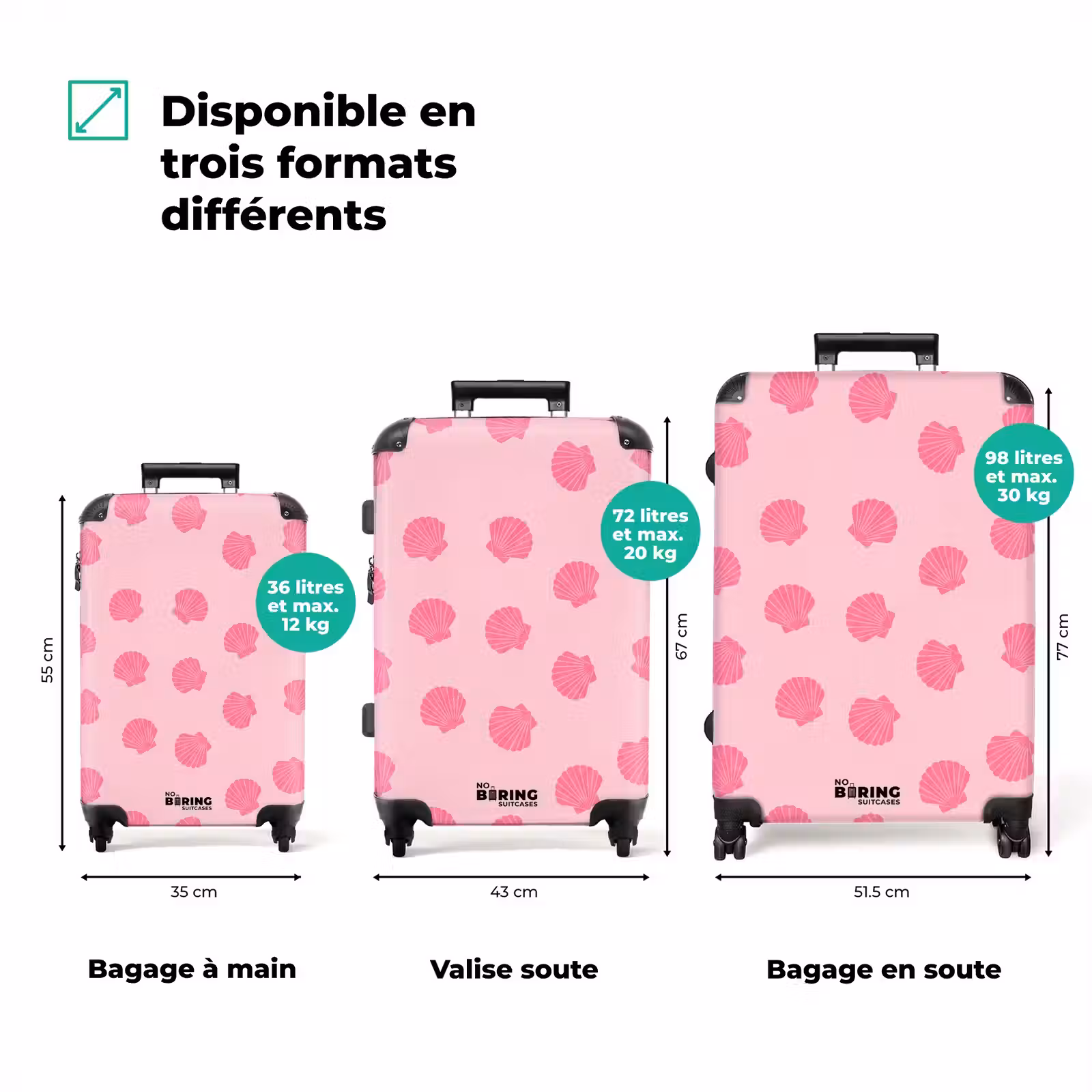Valise - Coquillage - Motif - Mer - Moderne - Rose — 1