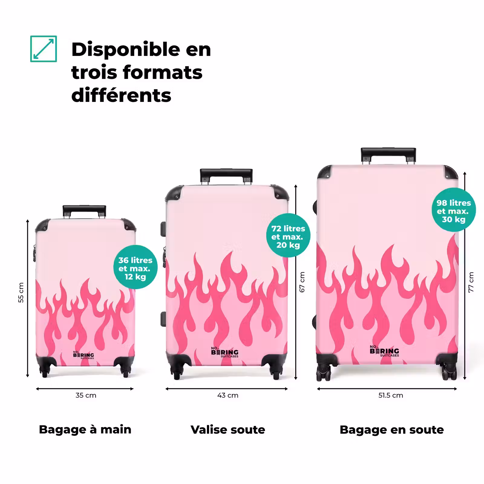 Valise - Flammes - Motif - Abstrait - Moderne - Rose — 1