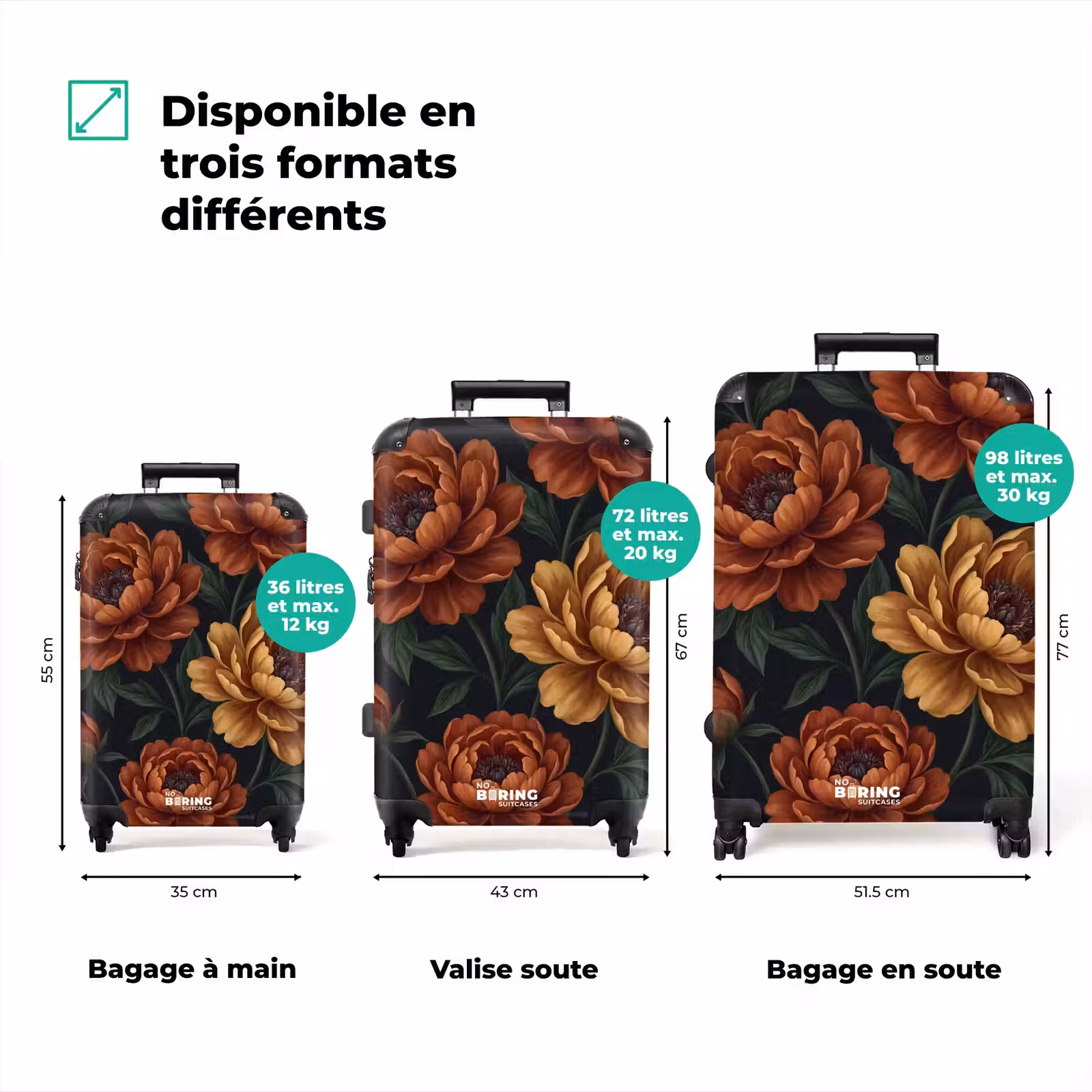 Valise - Fleurs - Feuilles - Nature - Moderne - Orange — 1