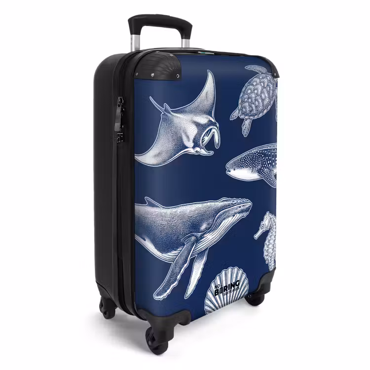 Valise - Animaux - Vie marine - Océan - Gravure - Bleu — 2