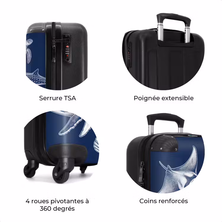 Valise - Animaux - Vie marine - Océan - Gravure - Bleu — 8
