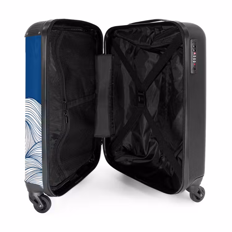 Valise - Baleine - Queue - Vagues - Dessin au trait - Bleu — 5