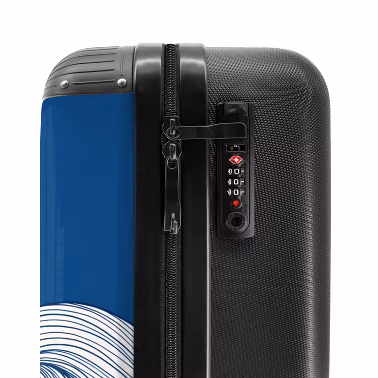 Valise - Baleine - Queue - Vagues - Dessin au trait - Bleu — 6