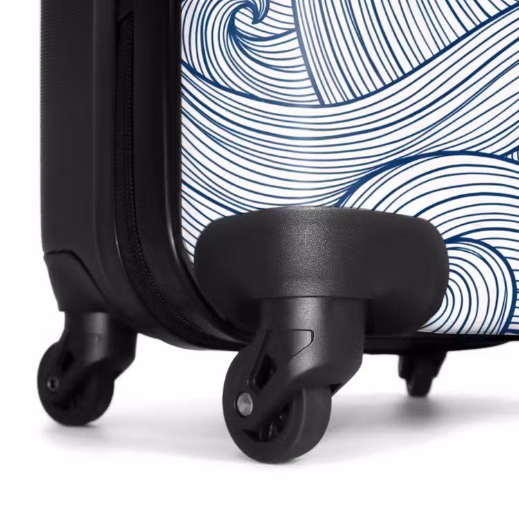 Valise - Baleine - Queue - Vagues - Dessin au trait - Bleu — 7
