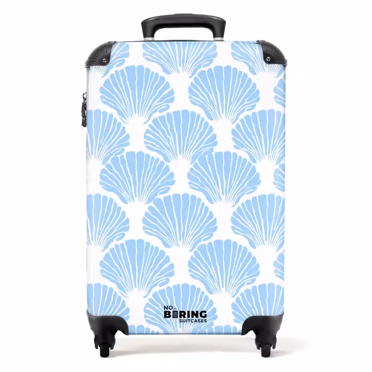 Valise - Bleu - Blanc - Coquillages - Graphisme - Texture — 1