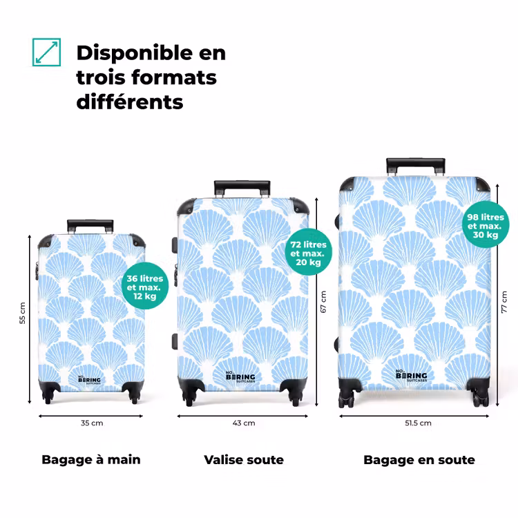 Valise - Bleu - Blanc - Coquillages - Graphisme - Texture — 3