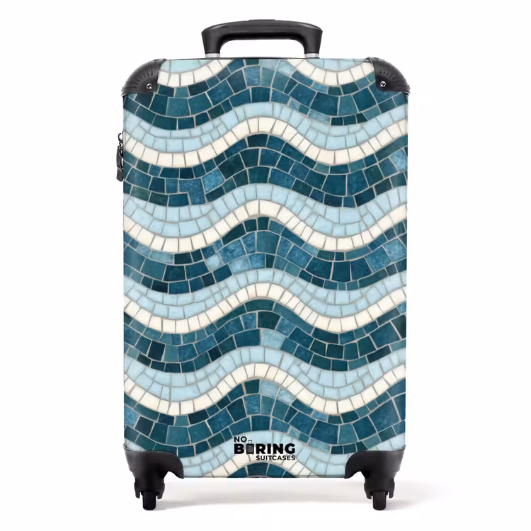 Valise - Bleu - Blanc - Mosaïque - Ondulé — 1