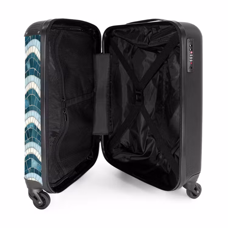 Valise - Bleu - Blanc - Mosaïque - Ondulé — 5