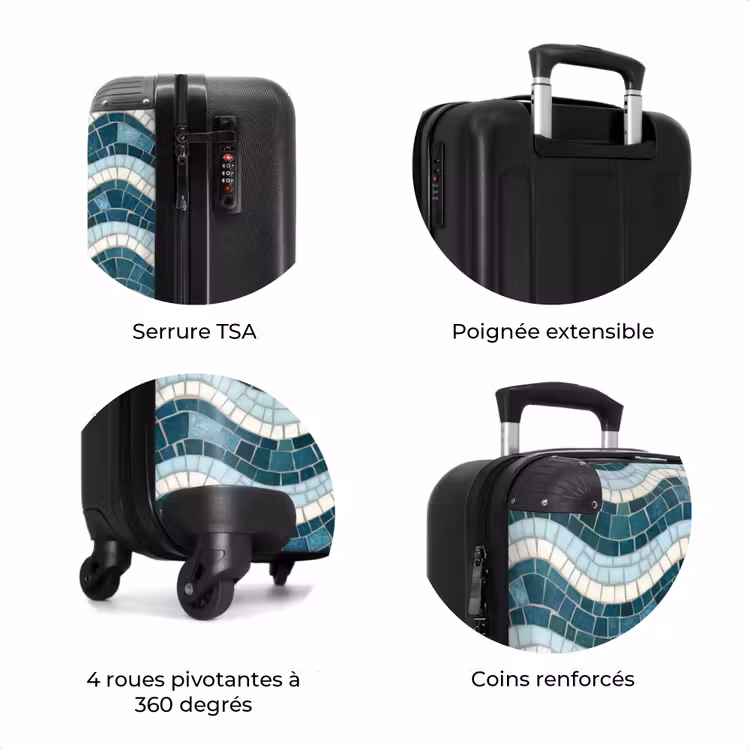 Valise - Bleu - Blanc - Mosaïque - Ondulé — 8