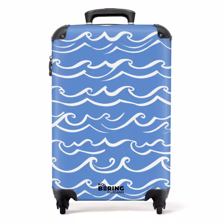 Valise - Bleu - Blanc - Simple - Dessiné - Vagues — 1
