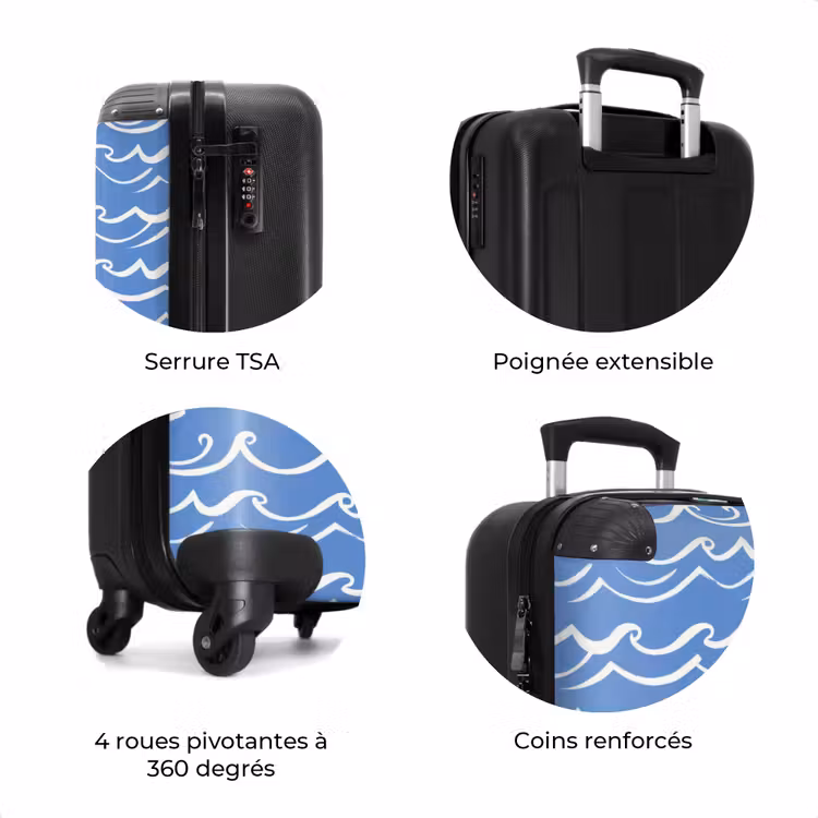 Valise - Bleu - Blanc - Simple - Dessiné - Vagues — 8