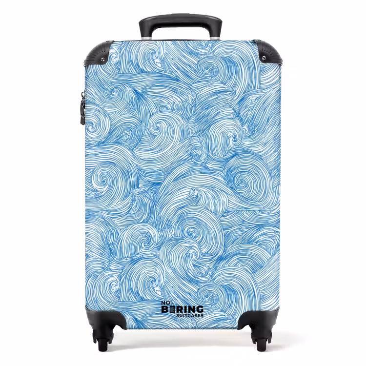 Valise - Bleu - Blanc - Spirale - Vagues - Lignes — 1