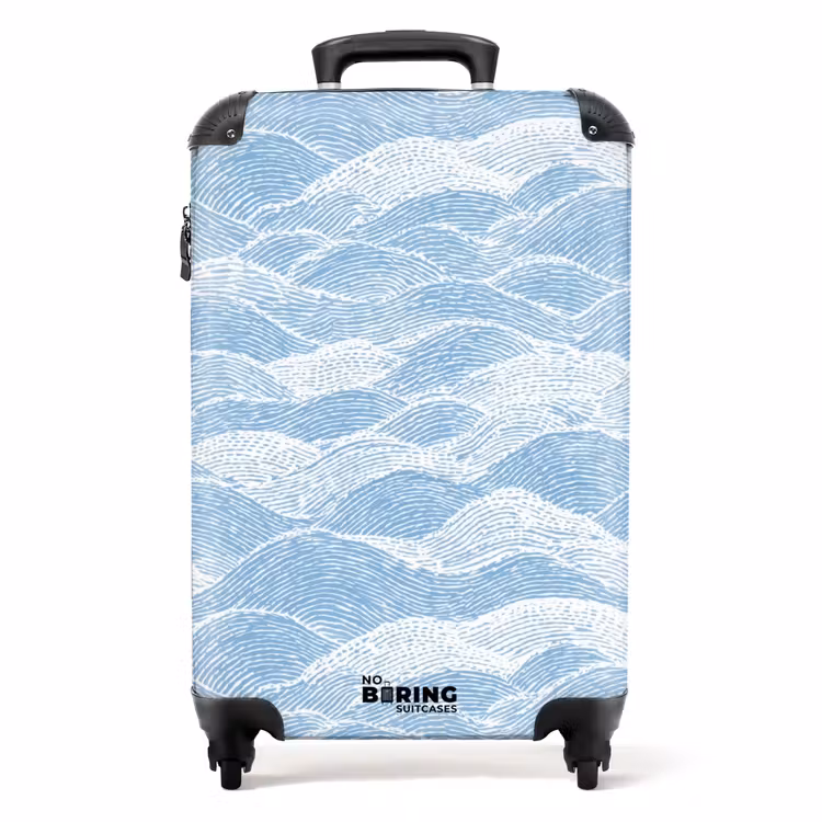 Valise - Bleu - Blanc - Vagues - Dessiné — 1