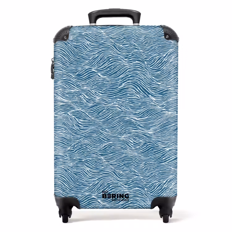 Valise - Bleu - Blanc - Vagues - Dessiné - Texture — 1