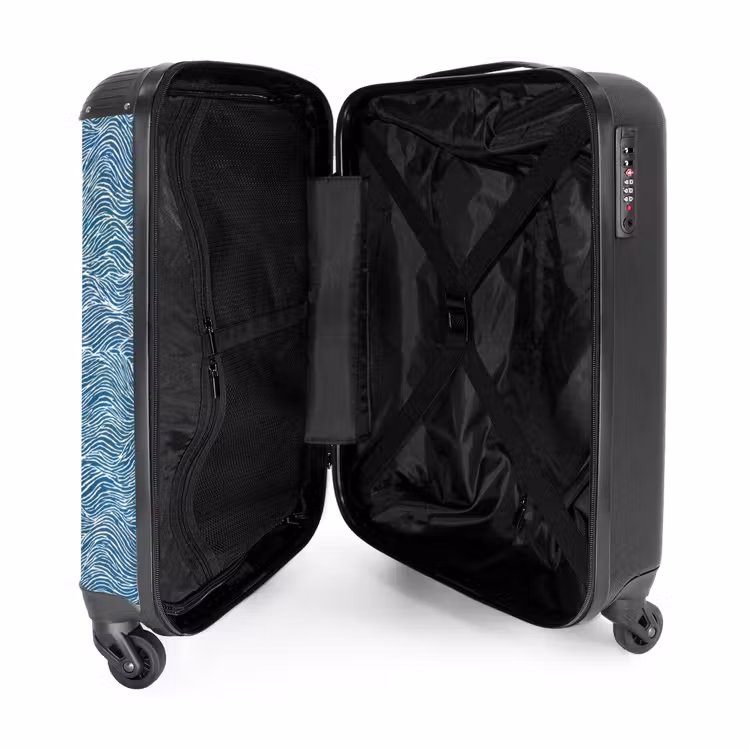 Valise - Bleu - Blanc - Vagues - Dessiné - Texture — 5