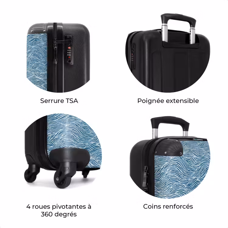 Valise - Bleu - Blanc - Vagues - Dessiné - Texture — 8