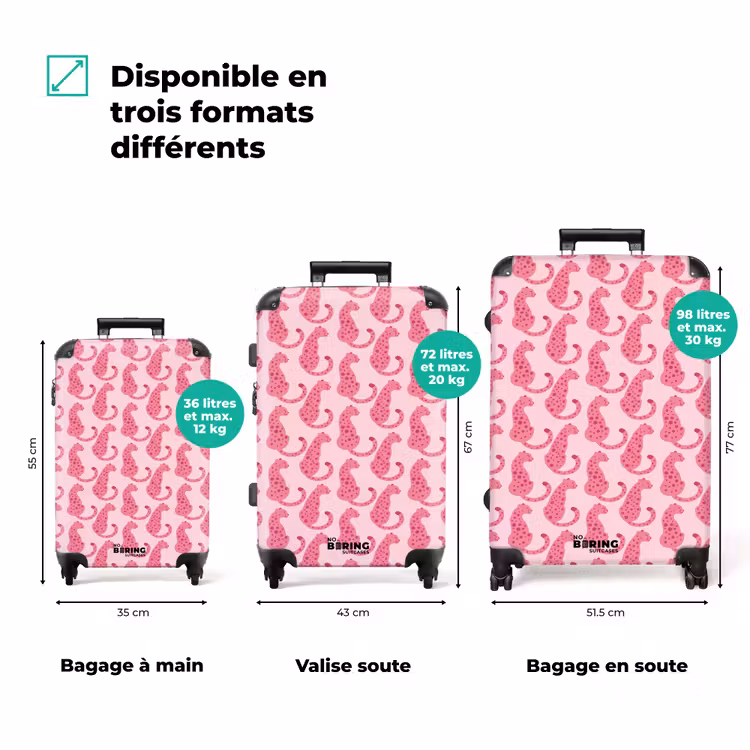 Valise - Chat - Tacheté - Animaux - Motif - Rose — 1